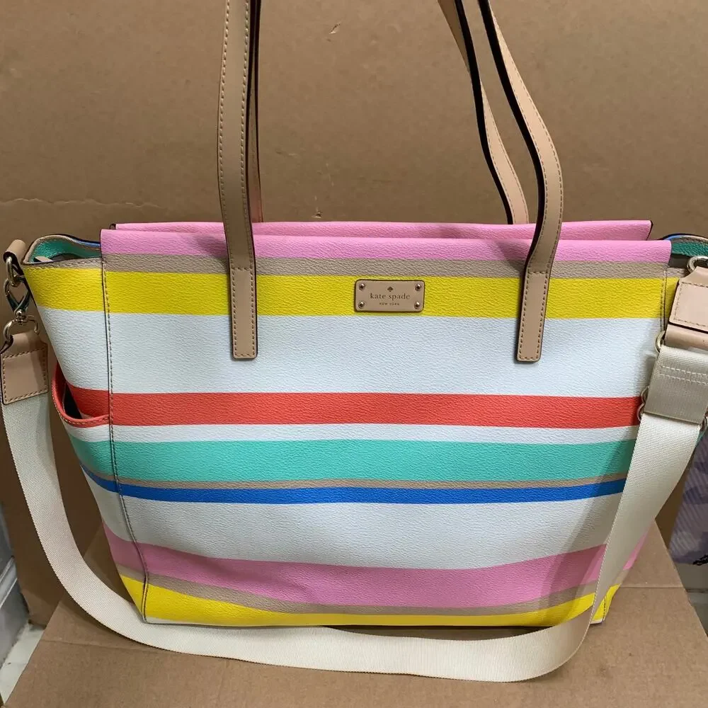KATE SPADE Multicolor Stripe Grove Street KAYLIE Large Baby Bag Business Bag